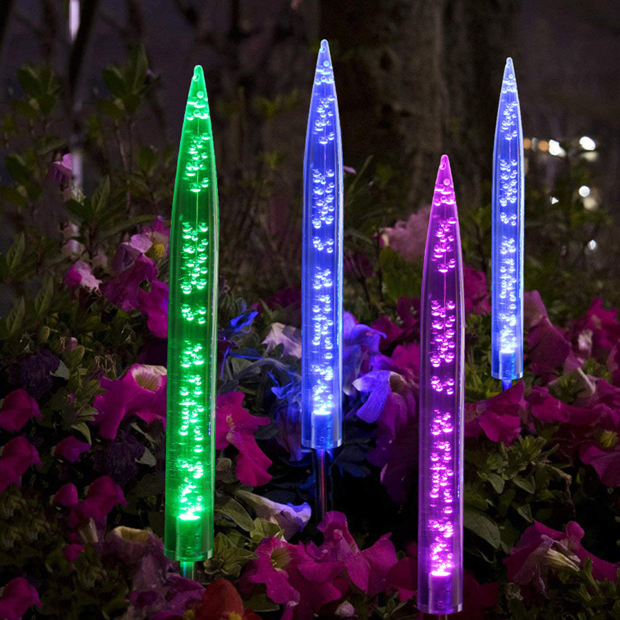 Thrisdar-RGB 충전식 태양광 버블 램프 2 개, 야외 정원 잔디 솔라 통로 조명, 파티오 마당 풍경 솔라 라이트